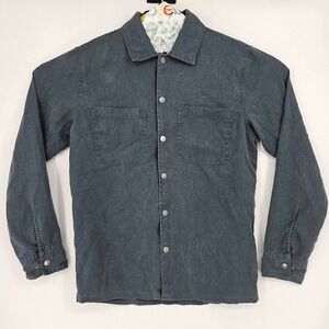 Afends Shirt Mens Medium Hemp Revolution‎ Snap Button Long Sleeve Green Gray